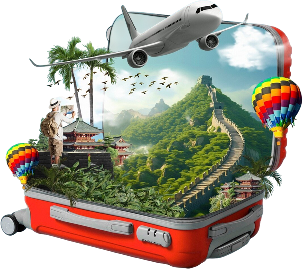 Mala com avião e balão